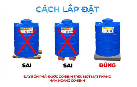 Ảnh Hướng dẫn lắp đặt bồn nước nhựa HS và Cường Lực (CL) đúng cách